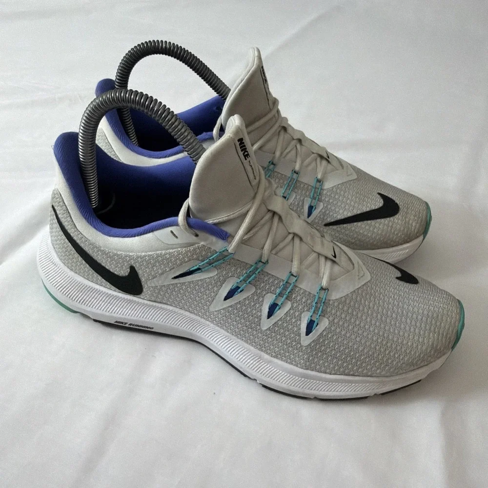 Nike Womens Quest‎ Running Shoes White AA7412-100 Low Top Lace Up Breathable 8.5